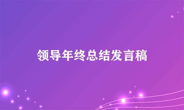 领导年终总结发言稿