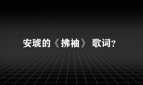 安琥的《拂袖》 歌词？