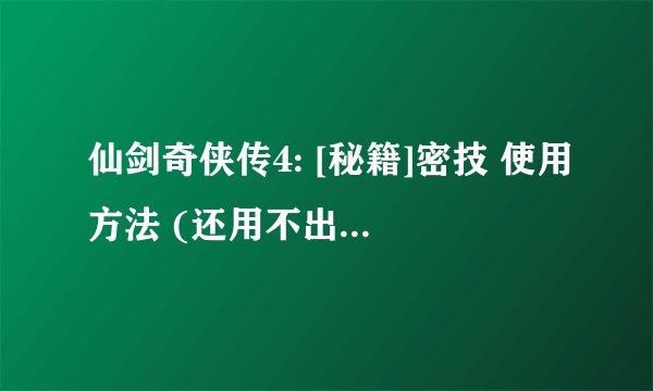 仙剑奇侠传4: [秘籍]密技 使用方法 (还用不出来的入内)
