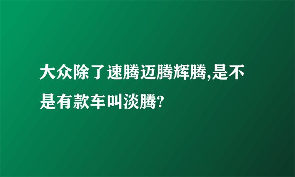 大众除了速腾迈腾辉腾,是不是有款车叫淡腾?
