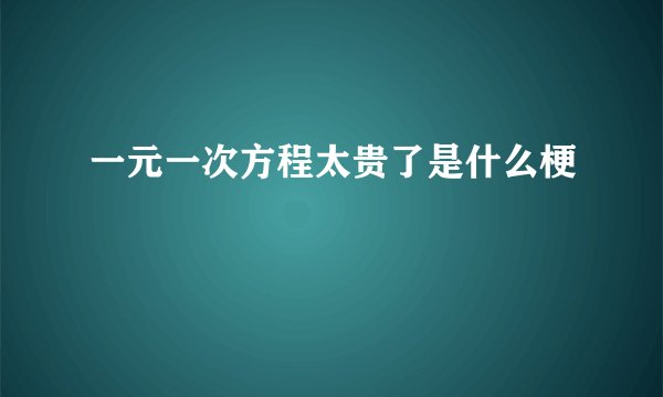 一元一次方程太贵了是什么梗