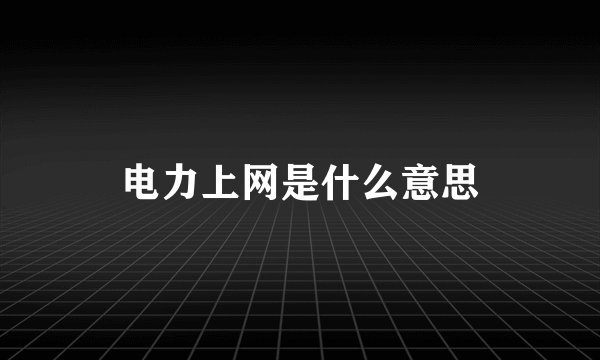电力上网是什么意思