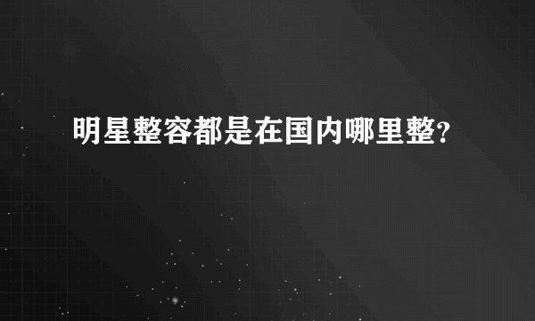 明星整容都是在国内哪里整？