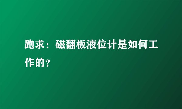 跑求：磁翻板液位计是如何工作的？