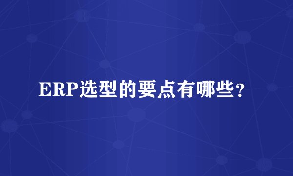 ERP选型的要点有哪些？