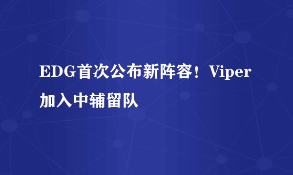 EDG首次公布新阵容！Viper加入中辅留队