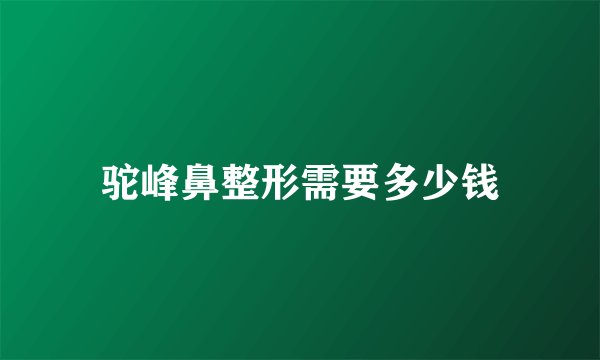 驼峰鼻整形需要多少钱