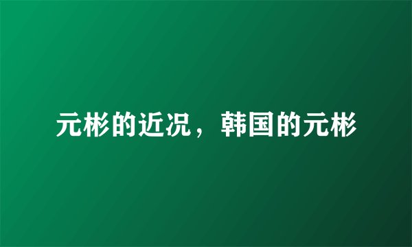 元彬的近况，韩国的元彬