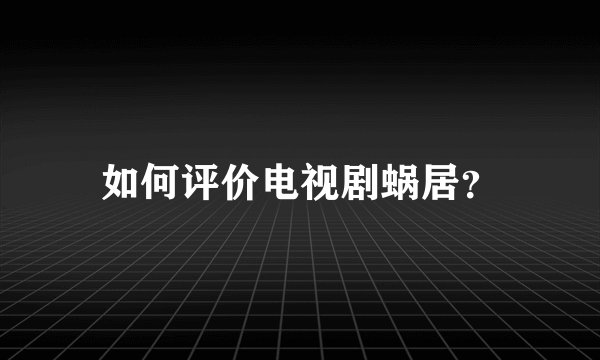 如何评价电视剧蜗居？