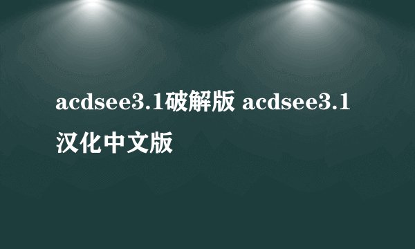 acdsee3.1破解版 acdsee3.1汉化中文版