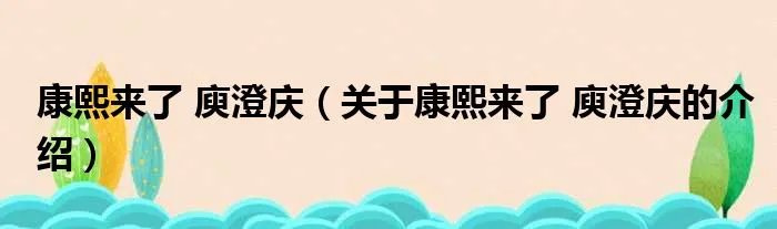 康熙来了 庾澄庆（关于康熙来了 庾澄庆的介绍）