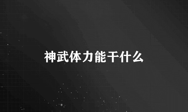 神武体力能干什么
