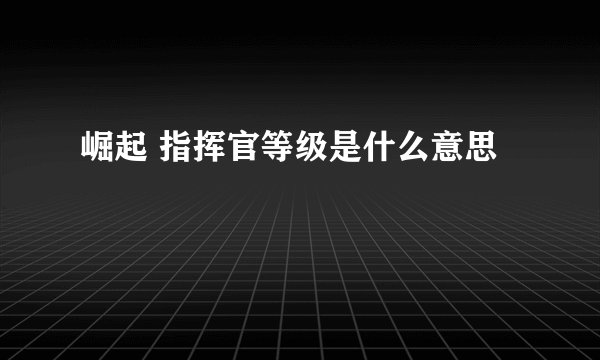 崛起 指挥官等级是什么意思