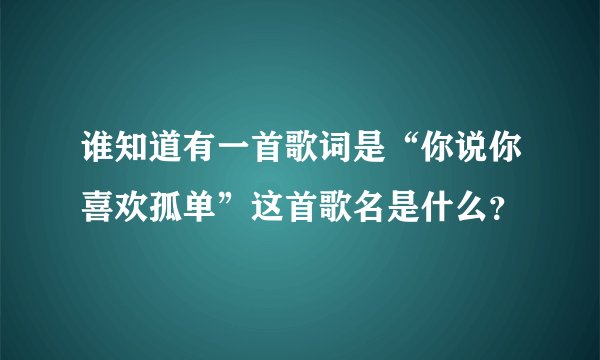 谁知道有一首歌词是“你说你喜欢孤单”这首歌名是什么?