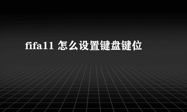 fifa11 怎么设置键盘键位
