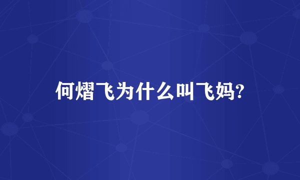 何熠飞为什么叫飞妈?