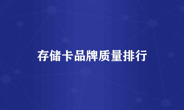 存储卡品牌质量排行