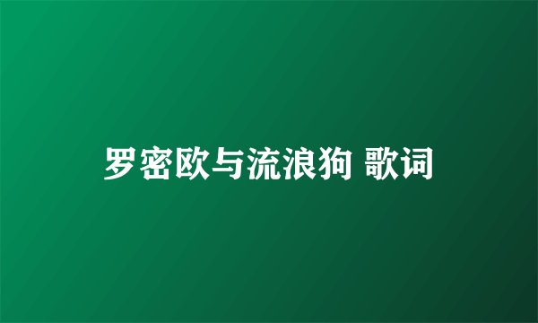 罗密欧与流浪狗 歌词