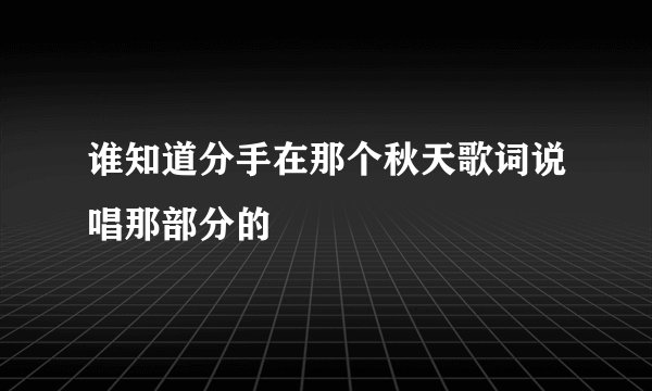 谁知道分手在那个秋天歌词说唱那部分的