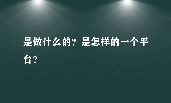 是做什么的？是怎样的一个平台？