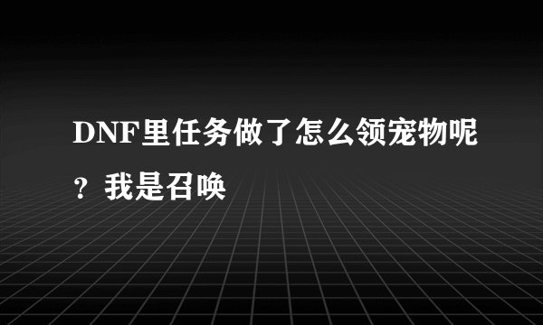 DNF里任务做了怎么领宠物呢？我是召唤