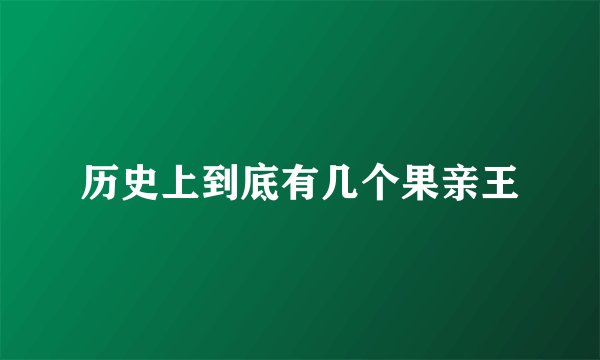 历史上到底有几个果亲王