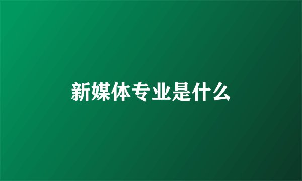 新媒体专业是什么