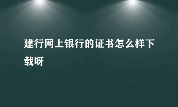 建行网上银行的证书怎么样下载呀