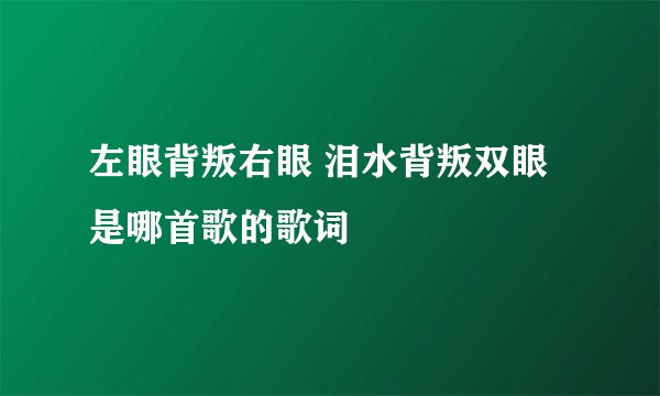 左眼背叛右眼 泪水背叛双眼是哪首歌的歌词