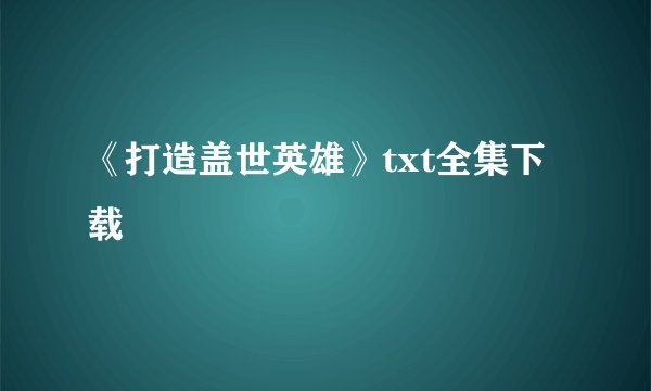 《打造盖世英雄》txt全集下载
