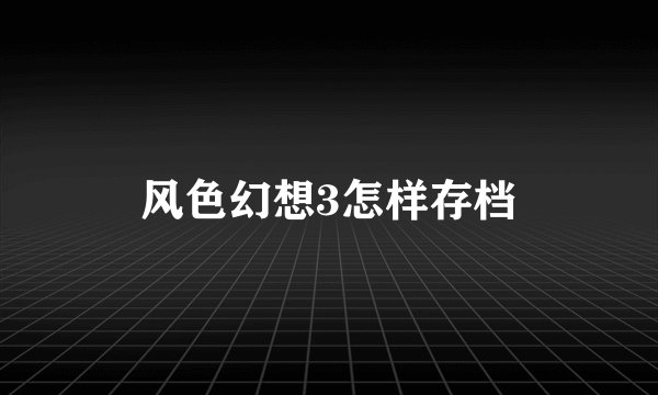 风色幻想3怎样存档