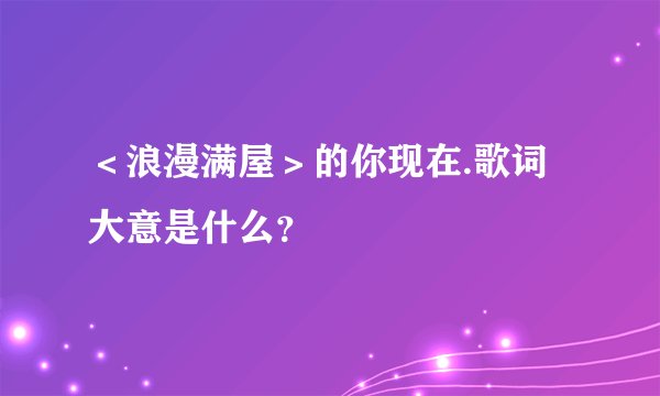 <浪漫满屋>的你现在.歌词大意是什么?
