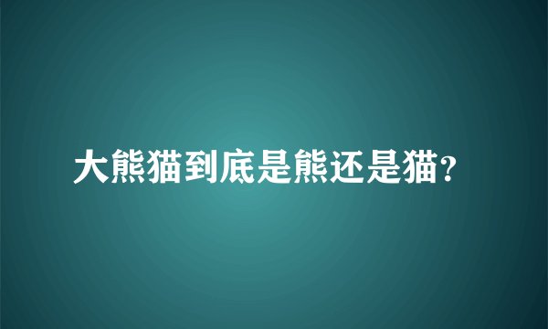 大熊猫到底是熊还是猫？