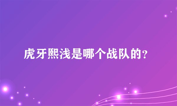 虎牙熙浅是哪个战队的？