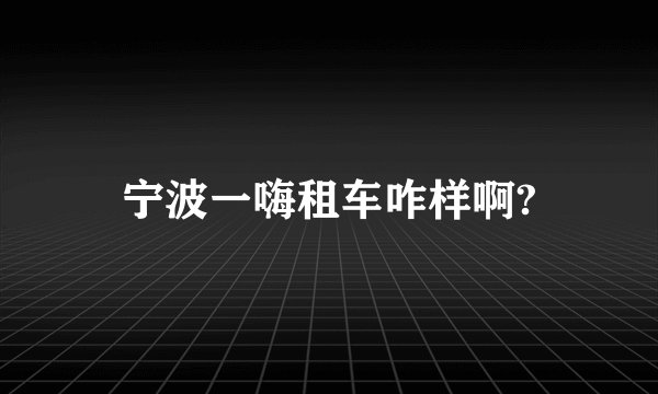 宁波一嗨租车咋样啊?
