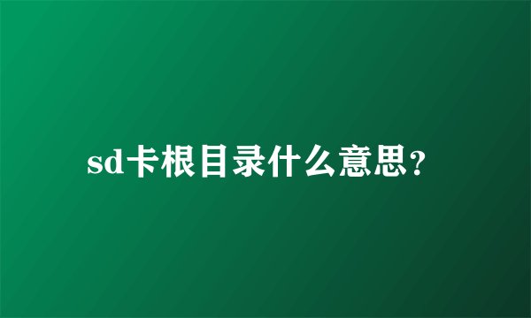sd卡根目录什么意思?
