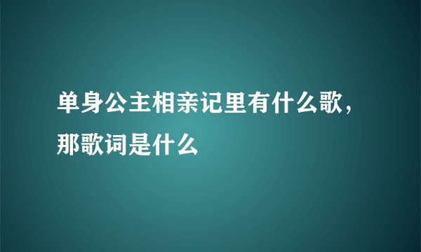 单身公主相亲记里有什么歌，那歌词是什么