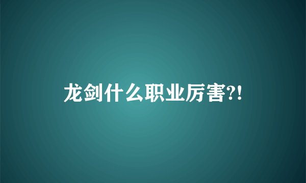 龙剑什么职业厉害?!