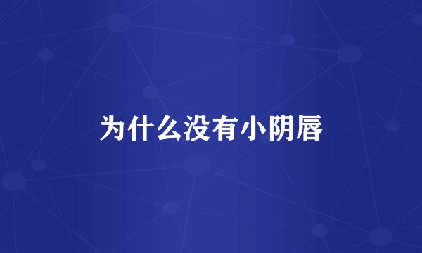 为什么没有小阴唇