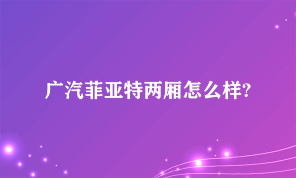 广汽菲亚特两厢怎么样?