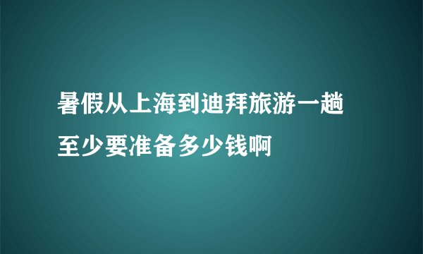 暑假从上海到迪拜旅游一趟 至少要准备多少钱啊