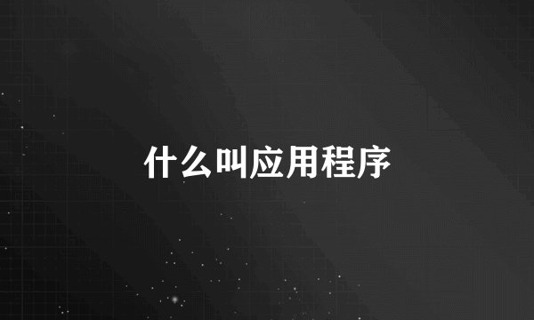 什么叫应用程序