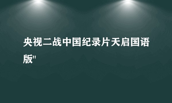 央视二战中国纪录片天启国语版