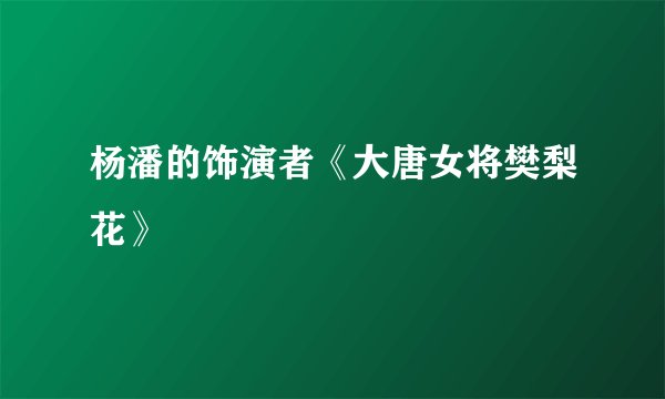 杨潘的饰演者《大唐女将樊梨花》