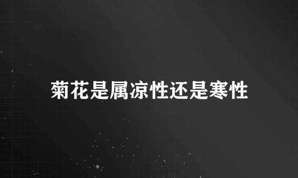 菊花是属凉性还是寒性
