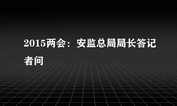 2015两会：安监总局局长答记者问