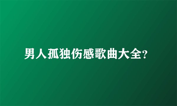 男人孤独伤感歌曲大全？