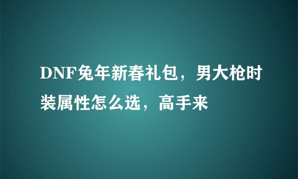 DNF兔年新春礼包，男大枪时装属性怎么选，高手来