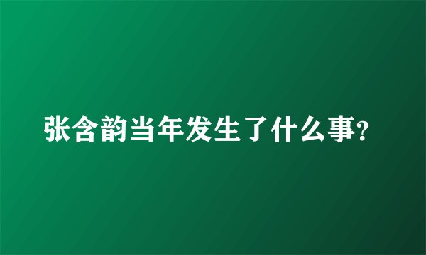 张含韵当年发生了什么事？