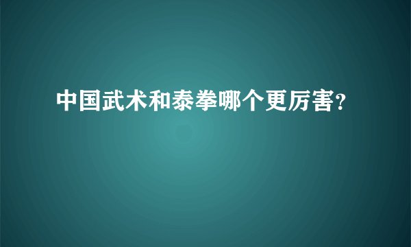 中国武术和泰拳哪个更厉害？